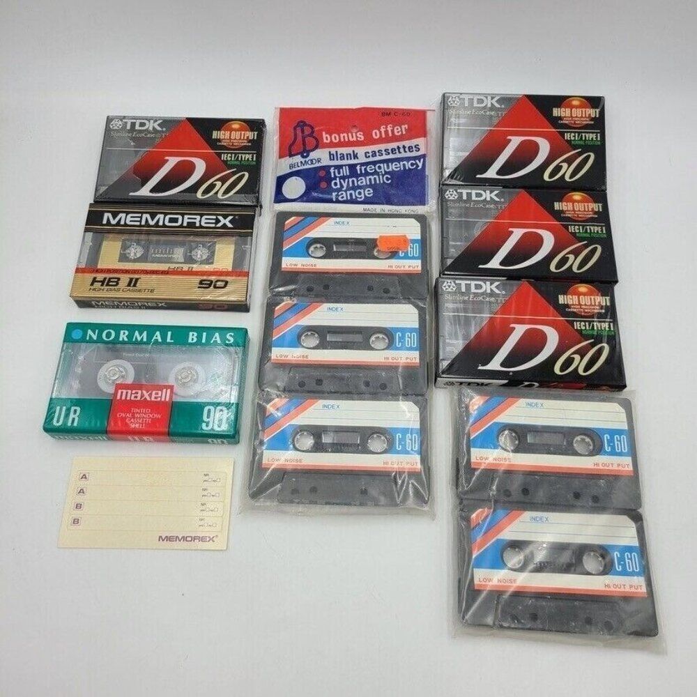 Vintage TDK Maxell Belmoor Memorex Blank Cassette Tapes Lot 11 New